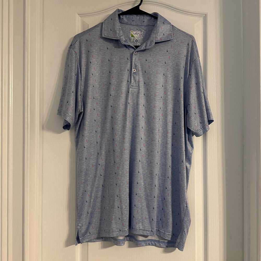 Tailor Byrd - Short Sleeve Polo Shirt - Multicolor Bird Pattern - Medium